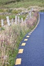 Winding road with wooden fence, west of Ireland Royalty Free Stock Photo