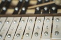 detail of cymbals in black and white colors