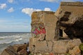 Detail of Demolished sovjet bunker on the coast of the Baltic sea at Karosta Royalty Free Stock Photo