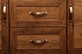 Detail of decorated furniture drawers. old drawer - damper Royalty Free Stock Photo