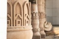 Decorative detail of a column in an Indian temple under construction.