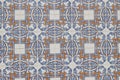 Detail of decorative floral tiles. Blue, orange ornamental traditional Portuguese ceramic tile pattern, azulejos Royalty Free Stock Photo