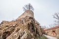 Detail of the defence system with a large watchtower and in the castle wall with embrasures of the fortress Feste Oberhaus near th