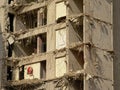 Detail of the demolition of an old concrete apartment tower in rabot neihgborhood, Ghent