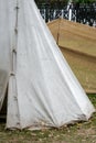 Detail of dirty medieval canvas tent Royalty Free Stock Photo