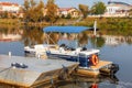 The detail of docked ferry Hol Ka in harbor.