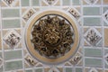 Detail of the dome of the Churrigueresque style Communion Chapel of Biar, Alicante, Spain Royalty Free Stock Photo