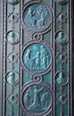 Landmark in Prague. Detail of door of Catholic Church of Saints Cyril and Methodius - Czech Republic