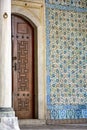 Detail of the door, column and frescoes of the ancient palace Topkapi Royalty Free Stock Photo