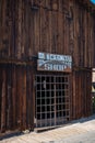 door of the old blacksmith of the town of the far west Royalty Free Stock Photo