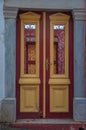 Detail of a door in the picturesque village of Oia, Santorini Royalty Free Stock Photo