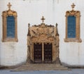 Detail of a Door in University Square in Coimbra, Portugal Royalty Free Stock Photo