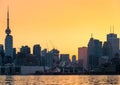 A detail of downtown Toronto skyline with a warm sunset Royalty Free Stock Photo