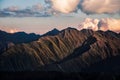 Detail of dramatic mountain range at sunset, Svaneti, Georgia