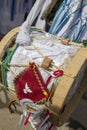 Detail of drums, traditional percussion instruments, used during folcloric cultural and religious events. Brazil