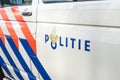 Detail of a dutch police car with the word \