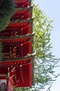 Detail of eaves of a tall Japanese Pagoda Royalty Free Stock Photo