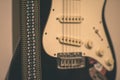 Detail of electric guitar - vintage retro look Royalty Free Stock Photo