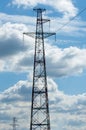 Detail of electricity pylon against blue sky Royalty Free Stock Photo