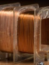 Detail of an electromagnetic coil, copper wire Royalty Free Stock Photo