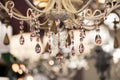 Detail of the elegant chandeliers