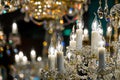 Detail of the elegant chandeliers