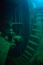 WWII Shipwreck Engine Room in Republic of Palau Royalty Free Stock Photo