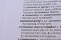 Detail Of English Dictionary Page And Word Explanation Of - commonality Royalty Free Stock Photo