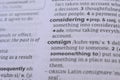 Detail Of English Dictionary Page And Word Explanation Of - consign Royalty Free Stock Photo