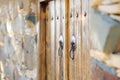 Detail of the entrance door of ancient houses in Phicardou Fikardou village, Cyprus Royalty Free Stock Photo