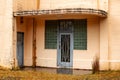 Entrance door in an old abandoned art deco building Royalty Free Stock Photo