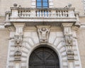 Detail entrance Palazzo Saint Callisto in the Piazza Saint Maria in Travestere, Rome, Italy