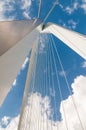 Detail of Erasmus bridge with blue sky in Rotterdam, The Netherlands