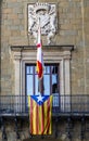 Detail Estelada flag on the town hall balcony Vic, Catalonia Spain