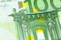 Detail of 100 euro bank note first edition obverse