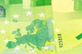 Detail of a 100 euro bank note second edition reverse