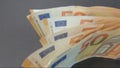 Detail of 50 euro banknotes