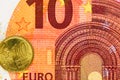 Detail of euro money on table. Macro shot, close up photo of euro. Business concept