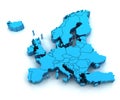 Detail Europe map with national borders Royalty Free Stock Photo