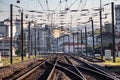 Detail of an european train track Royalty Free Stock Photo