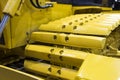 Detail of excavator track pads for heavy duty job