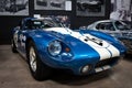 Detail of the exclusive Shelby Cobra Daytona CSX2299 in blue color with white lines