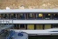 Detail of an excursion ship on the pier of the Danube river, in Passau, Bavaria, Germany.