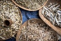 Detail of exotic dried fish sold on local Asian market