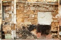 Detail of exposed old sandstone wall