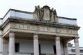 Detail in exterior architecture of Lincoln bathhouse, a historic landmark, Saratoga Springs, New York, 2018 Royalty Free Stock Photo