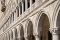 Detail of facade with arches of the Doge`s Palace.