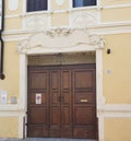 Detail of the facade of an art nouveau building in Mantua.