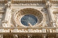 Detail of the facade of the Basilica of Santa Croce church in the historic center of Lecce, Puglia