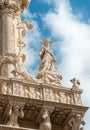 Detail of the facade of the Basilica of Santa Croce church in the historic center of Lecce, Puglia Royalty Free Stock Photo